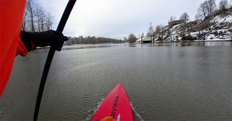 winter paddle boarding