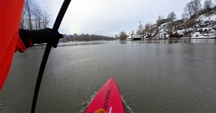 winter paddle boarding